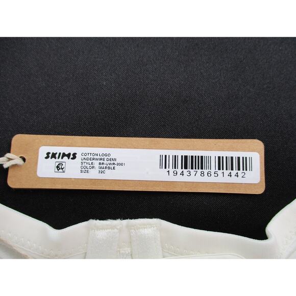 New SKIMS Cotton Logo Underwire Demi Bra Size 32C Marble BR-UWR-2001 - Picture 5 of 6